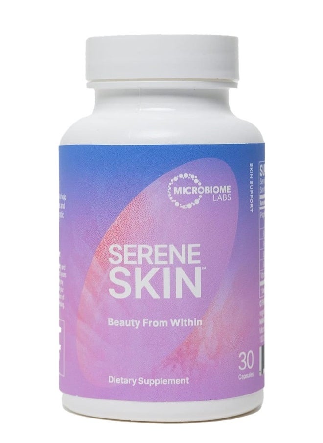 Microbiome Labs Serene Skin - Bacillus Clausii + Bacillus Coagulans Probiotic Skincare Supplement - Supports Radiant Complexion and Healthy Gut Microbiome (30 Capsules)  - Image 1