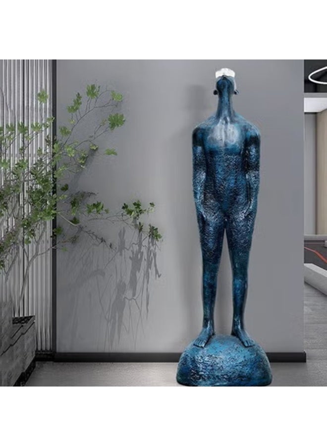 Blue Man Abstract FRP LED Sculpture,With Light Source - Black Brushed Blue Luxury Art Lighting for Hotel Villa Living Room Foyer High-End Decoration - Image 4