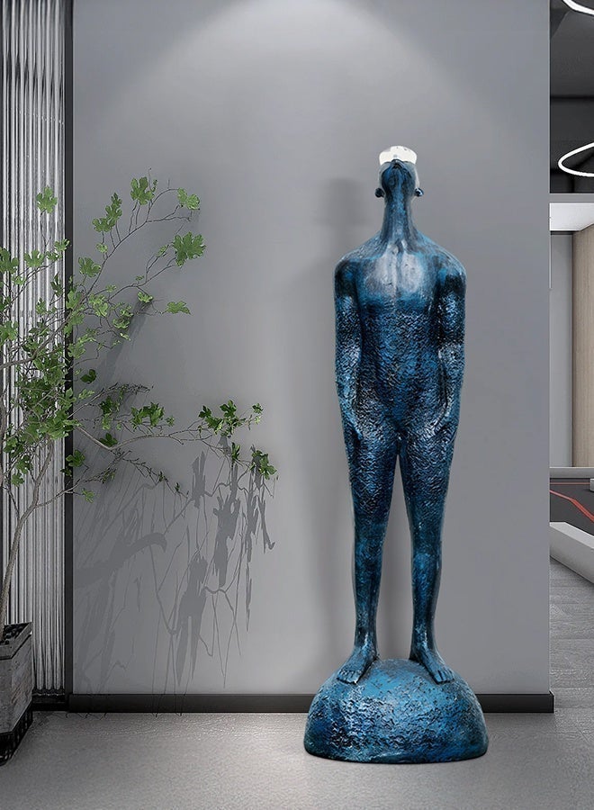 Blue Man Abstract FRP LED Sculpture,With Light Source - Black Brushed Blue Luxury Art Lighting for Hotel Villa Living Room Foyer High-End Decoration - Image 3