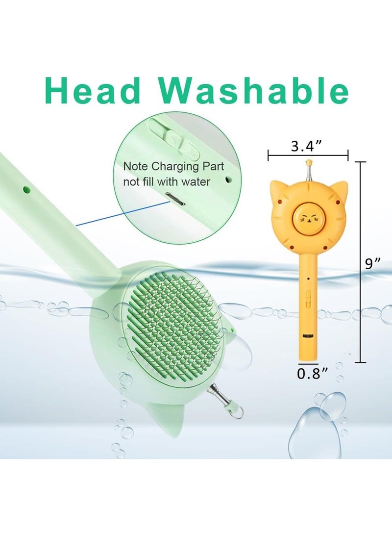 Dougez 5 in 1 Cuddles And Meow Cat Brush with Release Button Cat Comb - Pet Hair Cleaner Brush for Cats and Dogs, Pet Grooming Self Cleaning Brush for Shedding Long Haired & Short Haired Cats (Green) - Image 2
