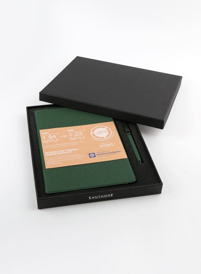 SANTHOME CHANGE ZERO Sustainable Gift Set with Refillable Notebook & Pen - Green - Image 2