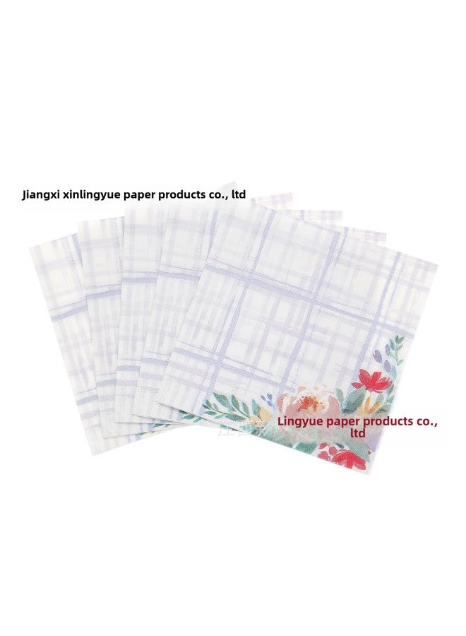 Variety Of Paper Towels Can Make Printed Napkins Disposable Paper Towels To Make Holiday Party Supplies-Color:Tissue 25*25 Purple Plaid Lace - Image 1