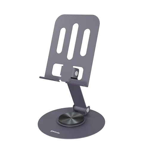 Geonix Trek M3 360° Rotatable & Foldable Mobile Phone Stand – Metallic, Adjustable Height & Angle, Universal Holder for Smartphones & Tablets (Purple) - Image 1