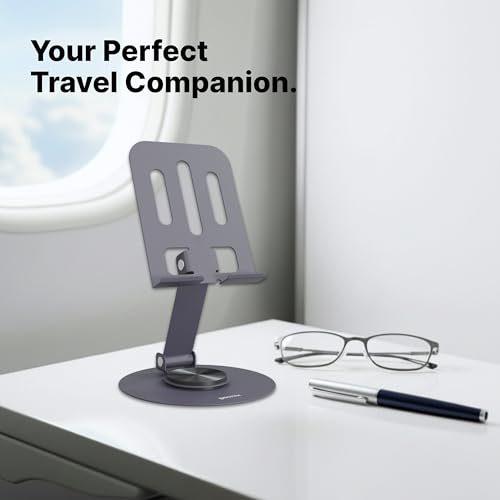 Geonix Trek M3 360° Rotatable & Foldable Mobile Phone Stand – Metallic, Adjustable Height & Angle, Universal Holder for Smartphones & Tablets (Purple) - Image 4