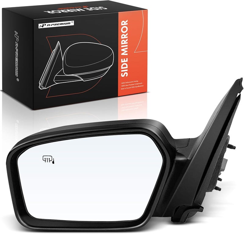 A-Premium Driver Side Power Door Mirror for Ford Fusion & Mercury Milan (2006-2010) - Heated, Non-Folding, Black with Puddle Light - Image 1