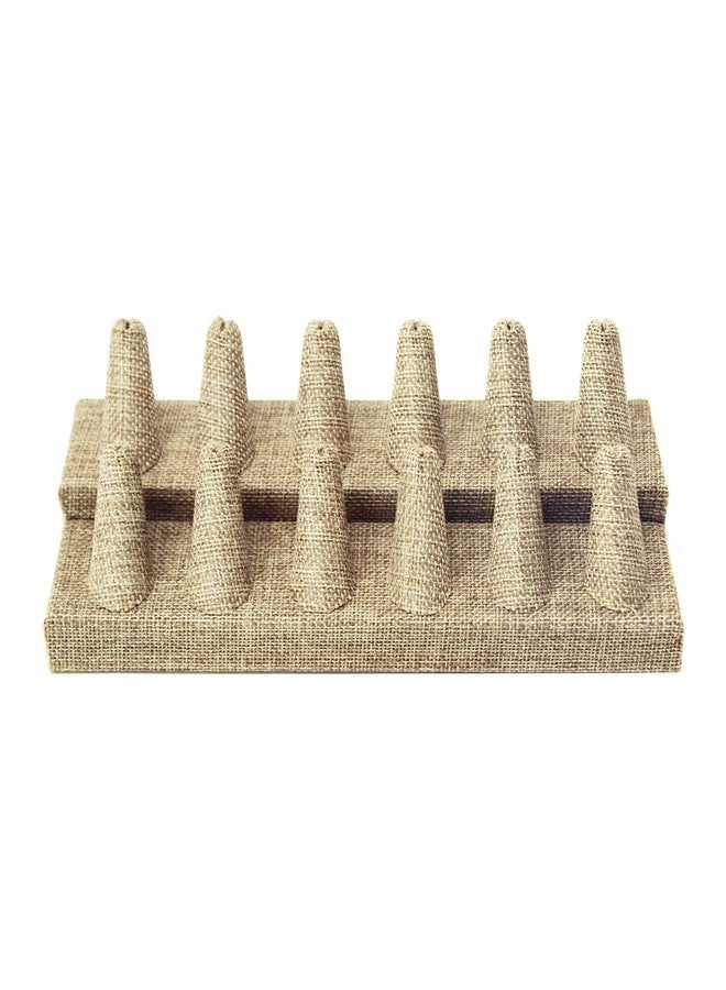 MOOCA 2 Pcs Set Ring Organizer for Showcase Display Drawer, 12 Short Ring Storage Holder, Jewelry Display Stands, Showcase Up to 24 Rings, Burlap, 8 1/4 W x 3 1/4 D x 2 1/2 H in - Image 3