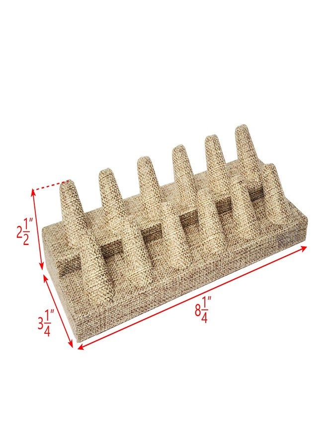 MOOCA 2 Pcs Set Ring Organizer for Showcase Display Drawer, 12 Short Ring Storage Holder, Jewelry Display Stands, Showcase Up to 24 Rings, Burlap, 8 1/4 W x 3 1/4 D x 2 1/2 H in - Image 2
