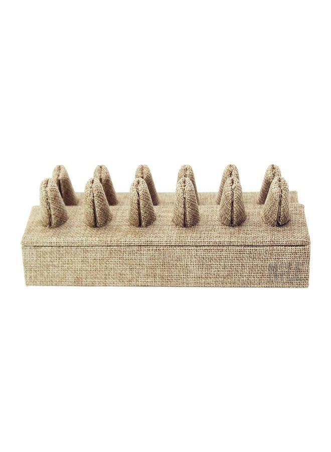 MOOCA 2 Pcs Set Ring Organizer for Showcase Display Drawer, 12 Short Ring Storage Holder, Jewelry Display Stands, Showcase Up to 24 Rings, Burlap, 8 1/4 W x 3 1/4 D x 2 1/2 H in - Image 5