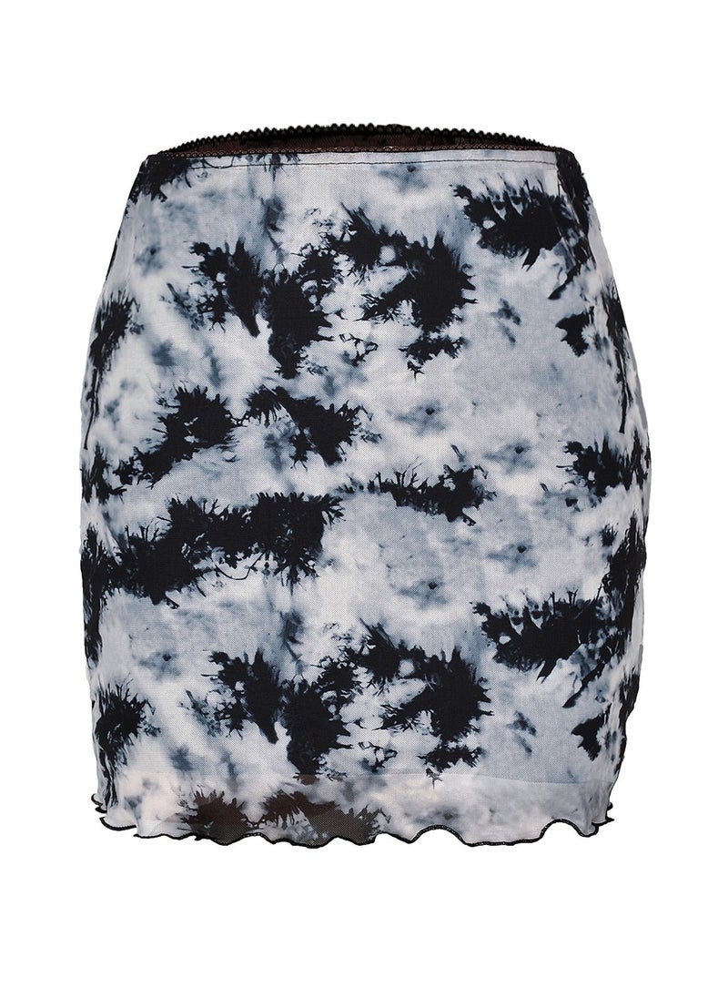 Loquat - Women's High Waist Hip Wrap Short Mini Skirts Bodycon Pencil Skirt Black Tie-Dye - Image 1
