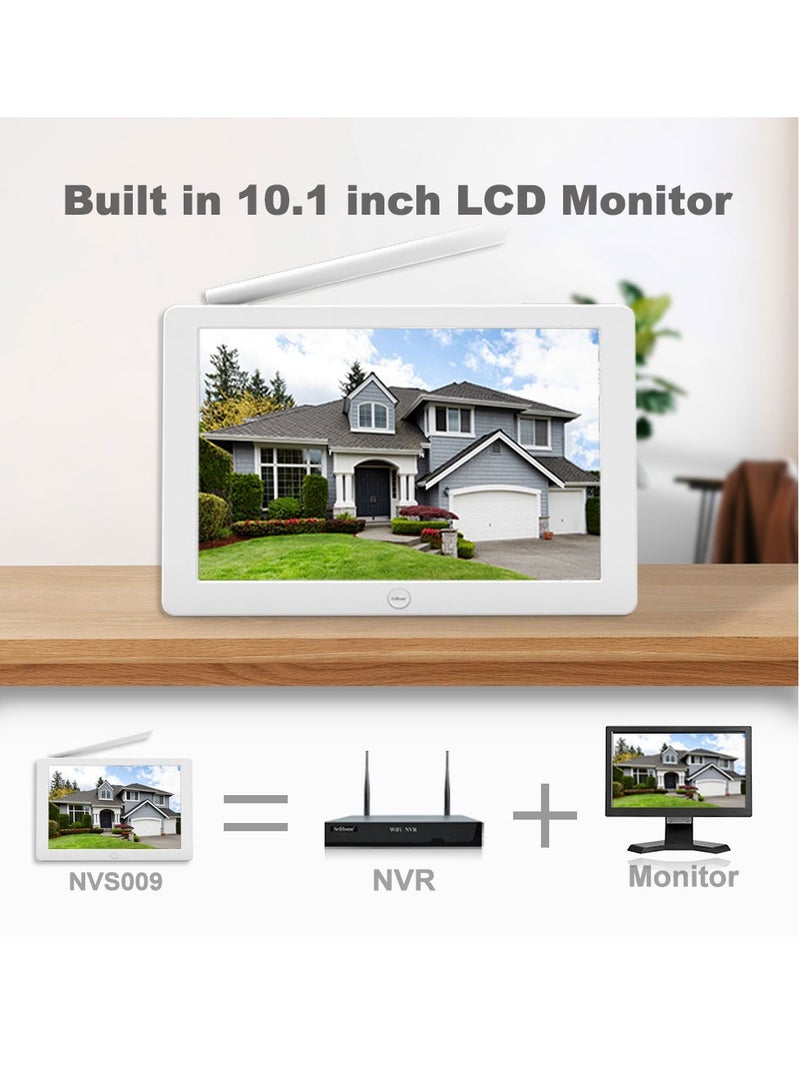 4PCS  Lens 10-inch IPS Screen Wireless WIFI NVR CCTV Surveillance Kit Automatic Tracking Color Night Vision P2P 4CH NVR IP Cameras Security System(With a 500GB hard drive) - Image 2