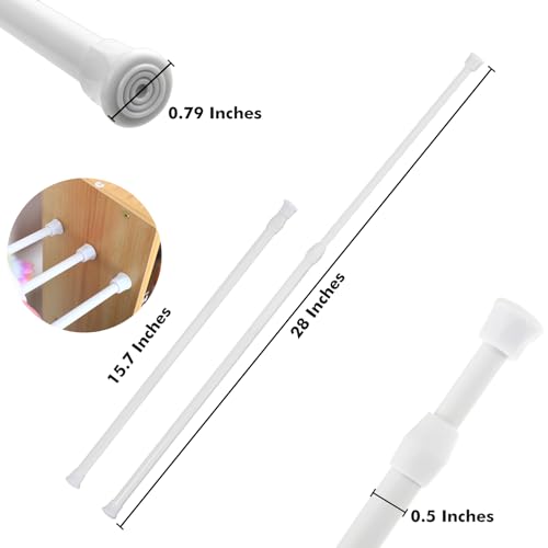 DeELF Outlet 8 Packs Small Tension Rods 16 to 28 inch, Spring Loaded Curtain Rods, RV Refrigerator Tension Rod, RV Curtain Rod for Camper Windows, Kitchen, Closet and Cabinet, White - Image 4