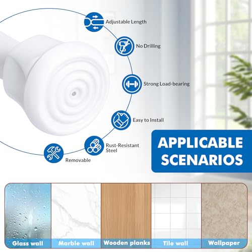 DeELF Outlet 8 Packs Small Tension Rods 16 to 28 inch, Spring Loaded Curtain Rods, RV Refrigerator Tension Rod, RV Curtain Rod for Camper Windows, Kitchen, Closet and Cabinet, White - Image 2