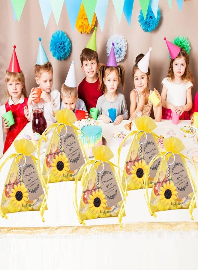 COLVWOFA 146 Pcs Sunflower Party Favors Include Strong Bigger Sunflower Keychains & Adjustable Bracelets & PVC Stickers Organza Bags Thank You Kraft Tags for Birthday Wedding School Baby Shower Return Gifts - Image 4