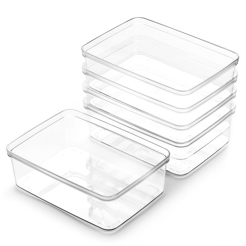 BINO | Plastic Storage Bins, X-Small - 5 Pack | THE LUCID COLLECTION | Multi-Use Built-In Handles BPA-Free Clear Storage Containers | Fridge Organizer | Pantry & Home Organization - Image 1