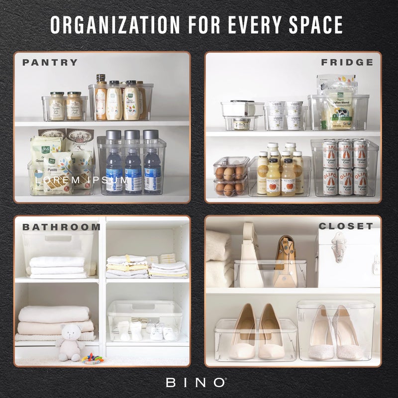 BINO | Plastic Storage Bins, X-Small - 5 Pack | THE LUCID COLLECTION | Multi-Use Built-In Handles BPA-Free Clear Storage Containers | Fridge Organizer | Pantry & Home Organization - Image 5