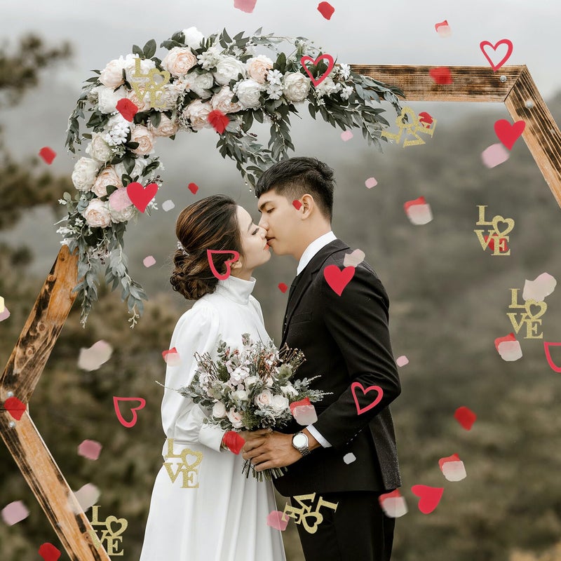 Gold Red Confetti 100pcs Fade Resistant Valentine Day Wedding Anniversary Party Table Decoration - Image 5