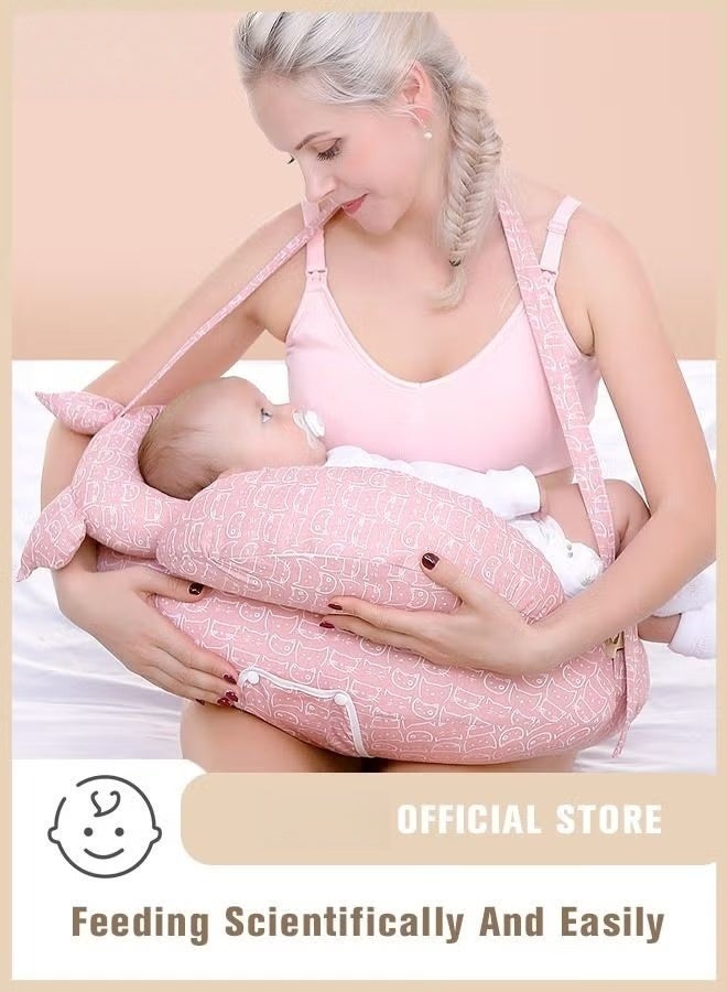 HOOKOR Nursing Pillow for Breastfeeding, Multi-Functional Original Plus Size Breastfeeding Pillows Give Mom and Baby More Support, with Adjustable Waist Strap and Removable Cotton Cover