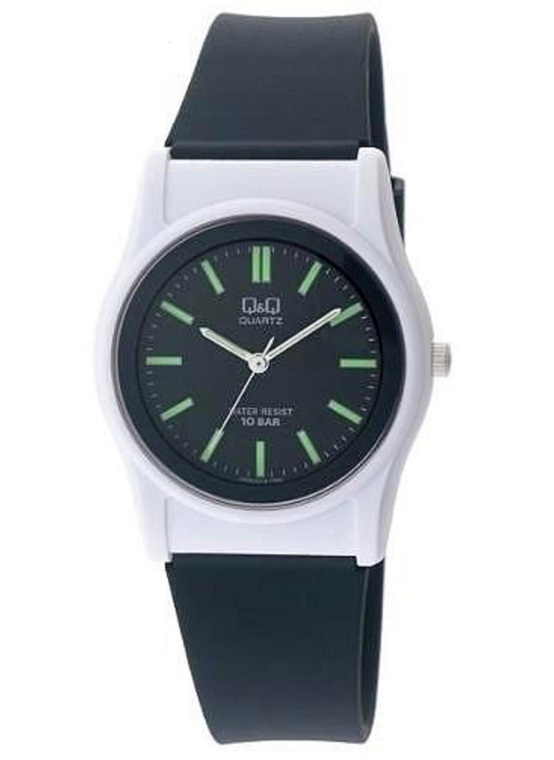 Q&Q Q&Q Watch Unisex, Quartz Movement, Analog Display, Black Resin Strap-VP26J019Y 