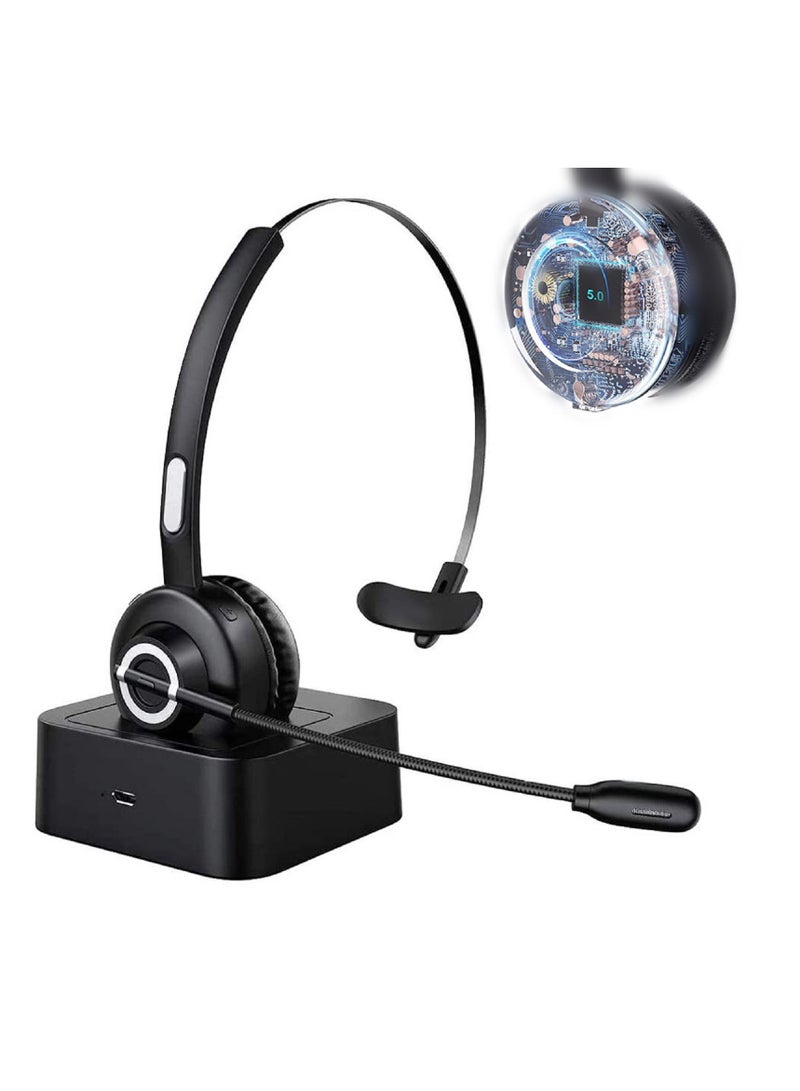 Excefore Bluetooth Headset with Noise Canceling Microphone Wireless Handsfree Headphone for Laptop Cell Phone Tablet Call Center Office Meeting Online Class  - Image 1