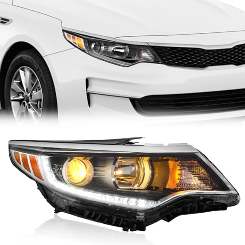TODO Headlight Assembly Compatible with 20162018 Kia Optima with LED DRL Halogen with Bulbs Passenger Side Headlamp for 2016 2017 2018 Optima 92102D5000 92102D5000 KI2503196