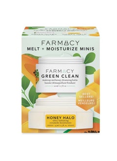 FARMACY Melt + Moisturize Minis Duo Green Clean Makeup Remover Cleansing Balm & Honey Halo Ceramide Face Moisturizer The Perfect Makeup Removing & Moisturizing Skincare Routine  - Image 2