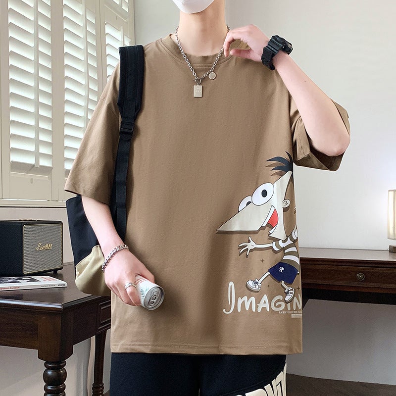 Summer Cotton Short-Sleeved T-Shirt Boys 12-15 Years Old Teenagers Junior High School Students 13 Trendy Half-Sleeved 14 Summer Top 16 - Image 1