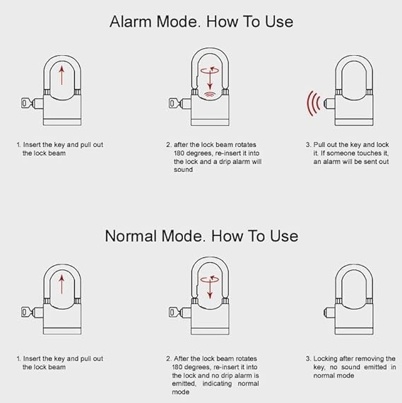 WIB WIB Siren Alarm Padlock AntiTheft Security System Door Motor Bike with Keys Lock - Image 3