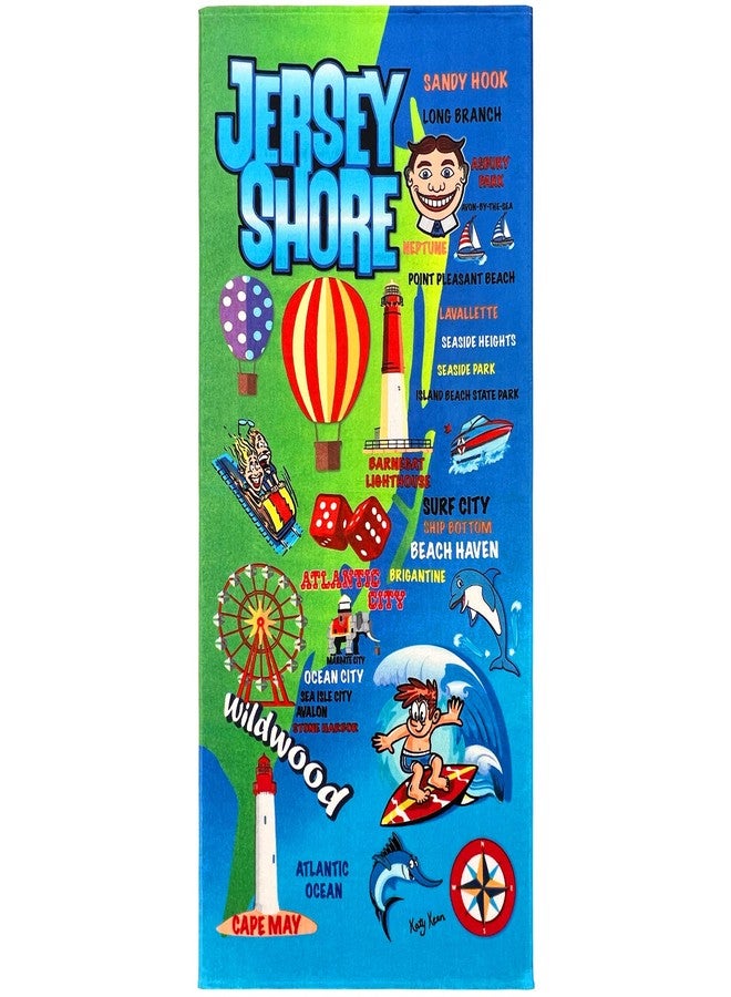 Beachland Jersey Shore Beach Towel 30 x 60 inch 100% Cotton - Image 1
