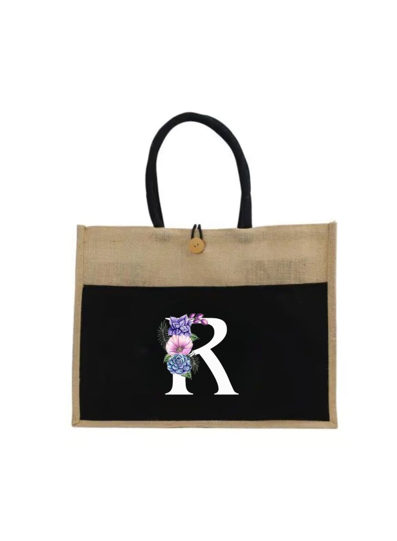 PRINTSHOP4ME Jute Bag Initial Letter Printed Design–Reusable,Durable Tote Bag For Gifting Or Everyday Use|Used For Festive Celebrations&Gifts For Special Person - Image 2