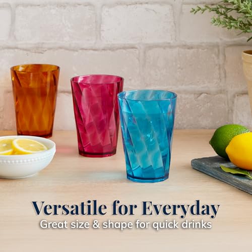 US Acrylic Optix Mini Plastic Reusable Drinking Glasses (Set of 8) 8oz Juice Cups in Jewel Tone Colors | BPA-Free Tumblers, Made in USA | Top-Rack Dishwasher Safe - Image 3