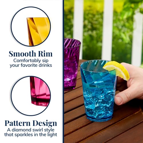 US Acrylic Optix Mini Plastic Reusable Drinking Glasses (Set of 8) 8oz Juice Cups in Jewel Tone Colors | BPA-Free Tumblers, Made in USA | Top-Rack Dishwasher Safe - Image 4