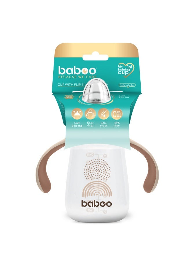 Baboo Sippy Cup with Silicone Spout for Baby 6+ Months, Non Spill Cup for Toddlers, Baby Straw Cup with Handles, Spill-Proof, Leak-Proof Soft Spout Cup 260ml (8.5 oz), BPA-Free (Au Naturale) - Image 1