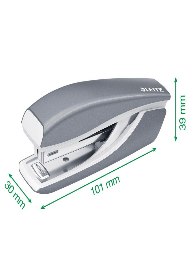 Leitz Mini Stapler, 10 Sheet Capacity, Ergonomic Metal Body, includes Staples, WOW Range, 55281001 - Pearl White - Image 3