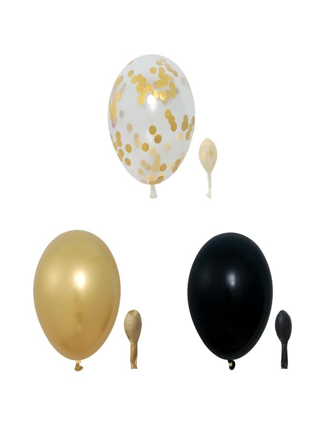 QIFU Balloons Birthday Black Gold, Pack of 52 Helium Balloons Black Golden Confetti Balloons, Birthday Decoration Black Gold Balloons for Wedding Graduation Birthday New Year 2025 Decoration - Image 3