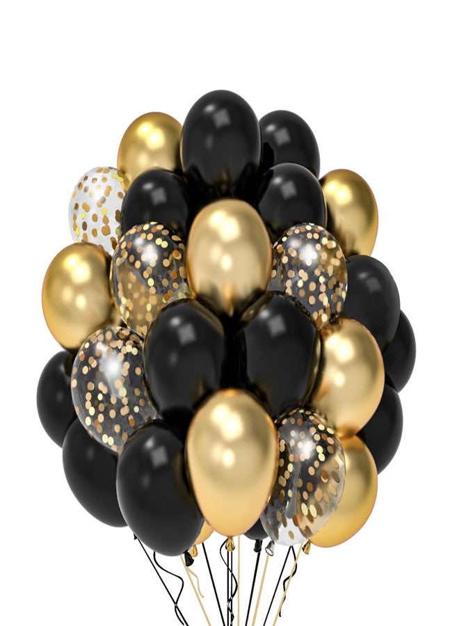 QIFU Balloons Birthday Black Gold, Pack of 52 Helium Balloons Black Golden Confetti Balloons, Birthday Decoration Black Gold Balloons for Wedding Graduation Birthday New Year 2025 Decoration - Image 1
