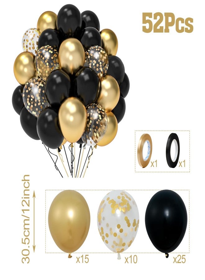 QIFU Balloons Birthday Black Gold, Pack of 52 Helium Balloons Black Golden Confetti Balloons, Birthday Decoration Black Gold Balloons for Wedding Graduation Birthday New Year 2025 Decoration - Image 2