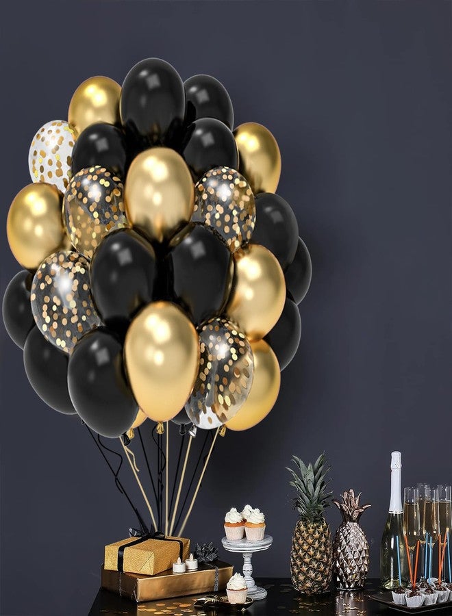 QIFU Balloons Birthday Black Gold, Pack of 52 Helium Balloons Black Golden Confetti Balloons, Birthday Decoration Black Gold Balloons for Wedding Graduation Birthday New Year 2025 Decoration - Image 5