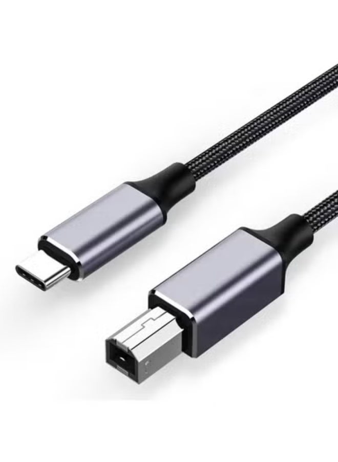 كابل بيانات USB-C إلى USB-B 2.0 بطول 2 متر، محول من USB-C ذكر إلى USB-B ذكر، مناسب لمحطات الإرساء، ومحركات الأقراص الصلبة الخارجية، والماسحات الضوئية، والطابعات. - Image 1