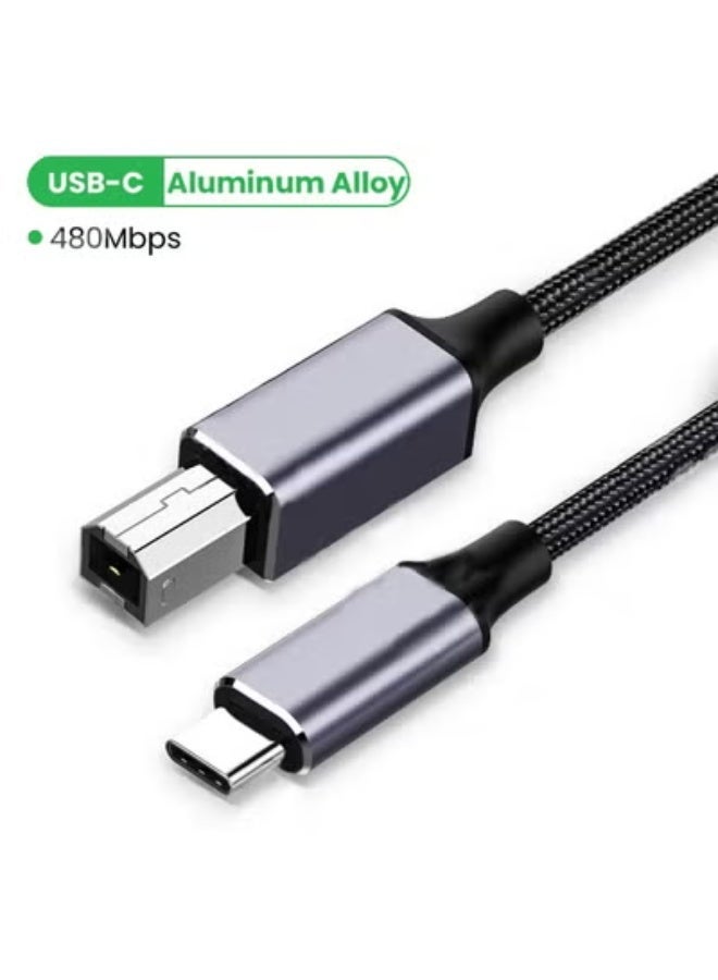 كابل بيانات USB-C إلى USB-B 2.0 بطول 2 متر، محول من USB-C ذكر إلى USB-B ذكر، مناسب لمحطات الإرساء، ومحركات الأقراص الصلبة الخارجية، والماسحات الضوئية، والطابعات. - Image 3