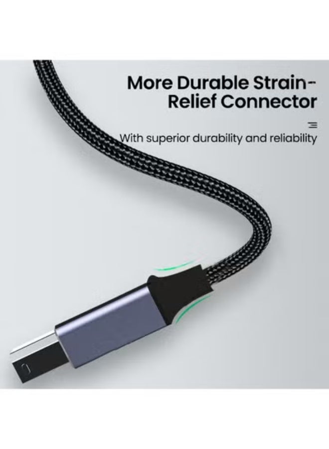 كابل بيانات USB-C إلى USB-B 2.0 بطول 2 متر، محول من USB-C ذكر إلى USB-B ذكر، مناسب لمحطات الإرساء، ومحركات الأقراص الصلبة الخارجية، والماسحات الضوئية، والطابعات. - Image 2