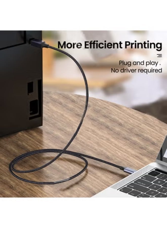 كابل بيانات USB-C إلى USB-B 2.0 بطول 2 متر، محول من USB-C ذكر إلى USB-B ذكر، مناسب لمحطات الإرساء، ومحركات الأقراص الصلبة الخارجية، والماسحات الضوئية، والطابعات. - Image 4