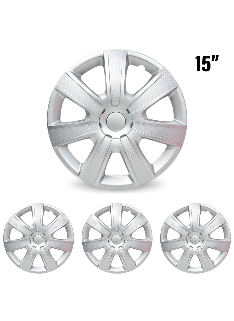Generic - 15 Inch Wheel Cap with Universal Wheel Hubcaps Set of 4 Pcs Automotive Hub Snap-On Rings Wheel Cover - WJ-5085-A-15 - Image 1