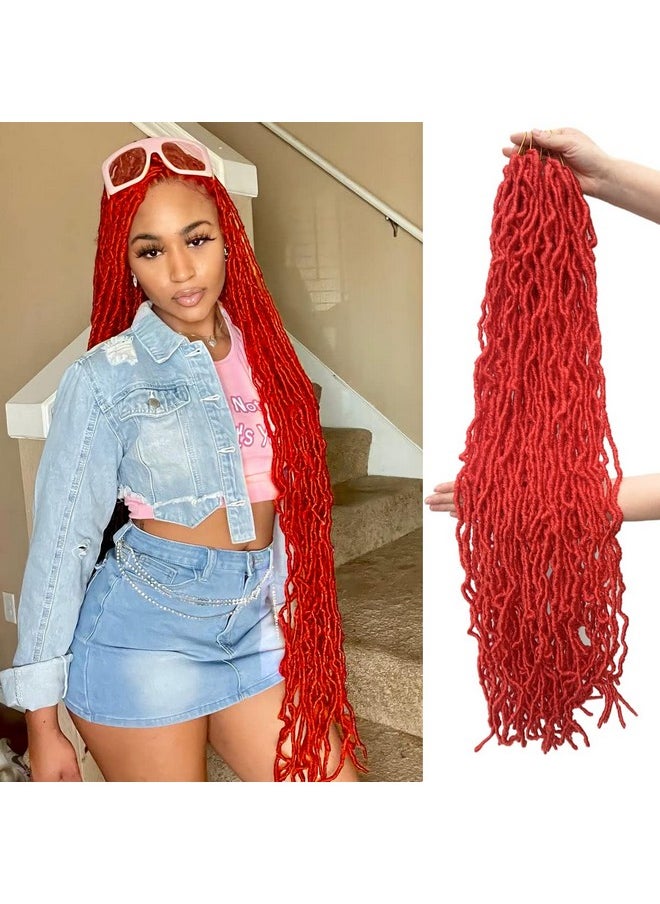 ديزاير4 هير - 36 بوصة 7 حزم شعر كروشيه أحمر ناعم لوكس خصلة كاملة بدون تمديد طويل جديد من فو لوكس مسبقة الصنع خفيفة الوزن للغاية للنساء ذوات البشرة السمراء (36 بوصة 7 عبوات حمراء) - Image 1