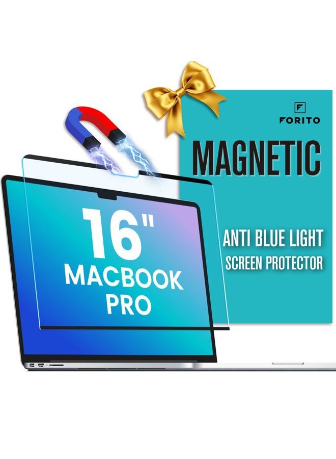 FFORITO Magnetic Anti Blue Light Screen Protector Compatible with MacBook Pro 16 inch(2021-2024, M4, M3, M2, M1), Bubble-Free Install, Removable & Reusable Anti Glare Matte Laptop Screen Shield - Image 1