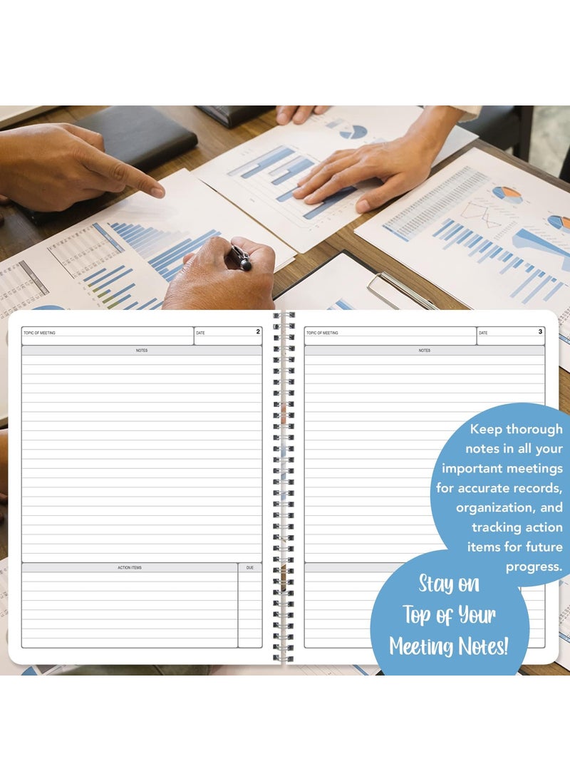 BookFactory BookFactory Meeting NotebookMeeting Book for Work Black 120 Pages Ruled Format 85in x 11in WireO Bound MTG1207CWAMeetingsKMX  - Image 4