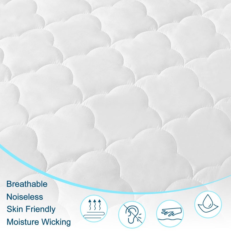 Antranfour Queen Air Bed Mattress Pad with 15-24 Inch Deep Pockets - Waterproof Protector for Warm Sleep & Cold Air Insulation,Perfect for Camping, Guest Bed, Pets & Overnight Visitors-White - Image 4