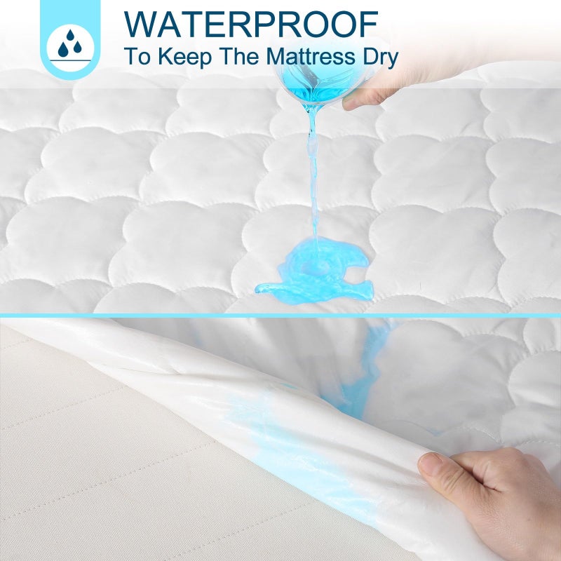 Antranfour Queen Air Bed Mattress Pad with 15-24 Inch Deep Pockets - Waterproof Protector for Warm Sleep & Cold Air Insulation,Perfect for Camping, Guest Bed, Pets & Overnight Visitors-White - Image 3