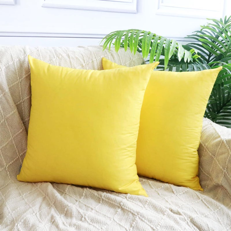 Thmyo 4-Pack 100% Cotton Comfortable Solid Decorative Throw Pillow Case Thmyo Square Cushion Cover Pillowcase Sublimation Blank Pillow Covers DIY Throw Pillowcase for Sofa(18x18 inch/ 45x45cm Lemon Yellow) - Image 2