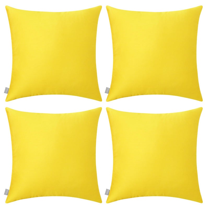 Thmyo 4-Pack 100% Cotton Comfortable Solid Decorative Throw Pillow Case Thmyo Square Cushion Cover Pillowcase Sublimation Blank Pillow Covers DIY Throw Pillowcase for Sofa(18x18 inch/ 45x45cm Lemon Yellow) - Image 1