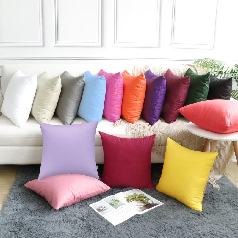 Thmyo 4-Pack 100% Cotton Comfortable Solid Decorative Throw Pillow Case Thmyo Square Cushion Cover Pillowcase Sublimation Blank Pillow Covers DIY Throw Pillowcase for Sofa(18x18 inch/ 45x45cm Lemon Yellow) - Image 4
